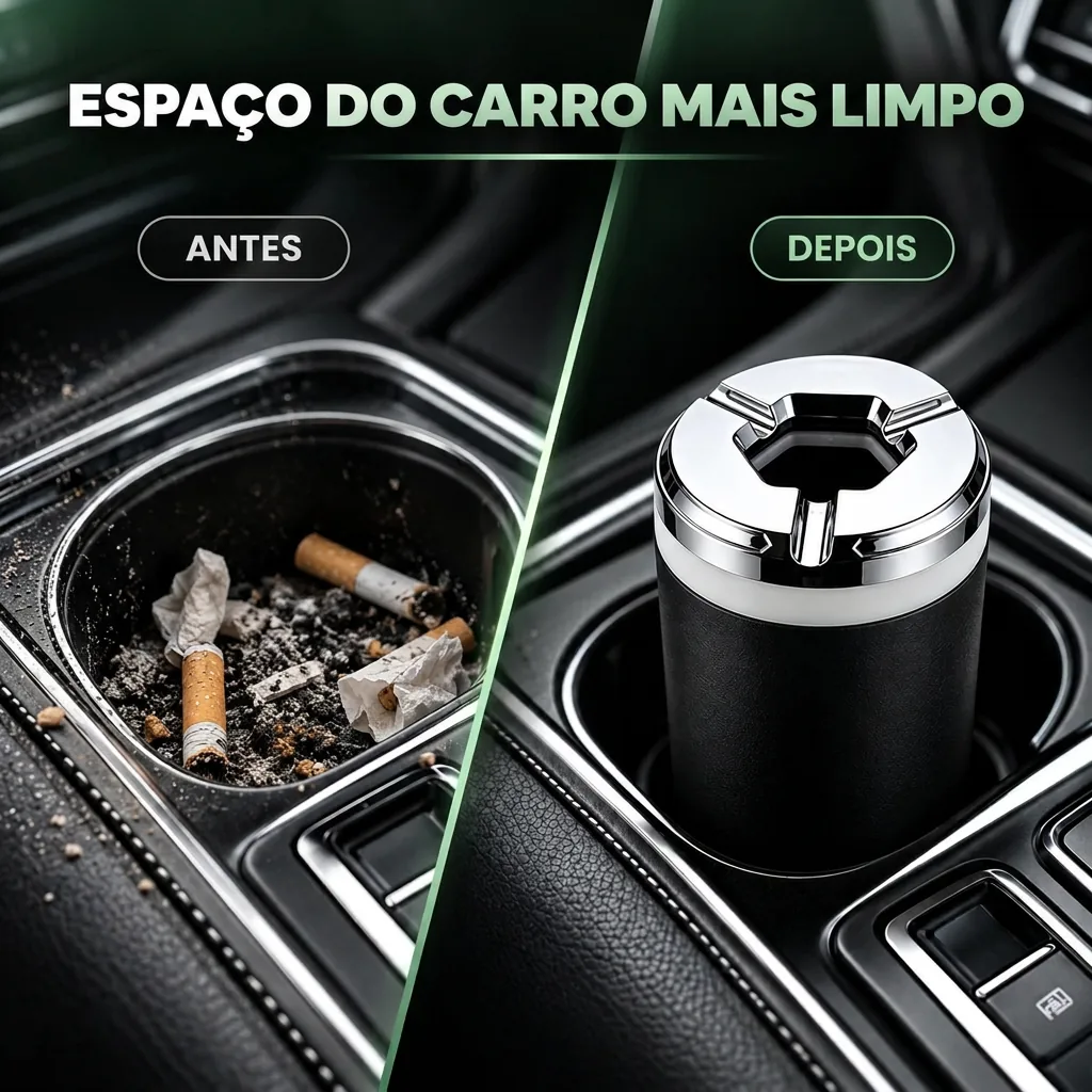 Comparativo de console limpo com cinzeiro veicular
