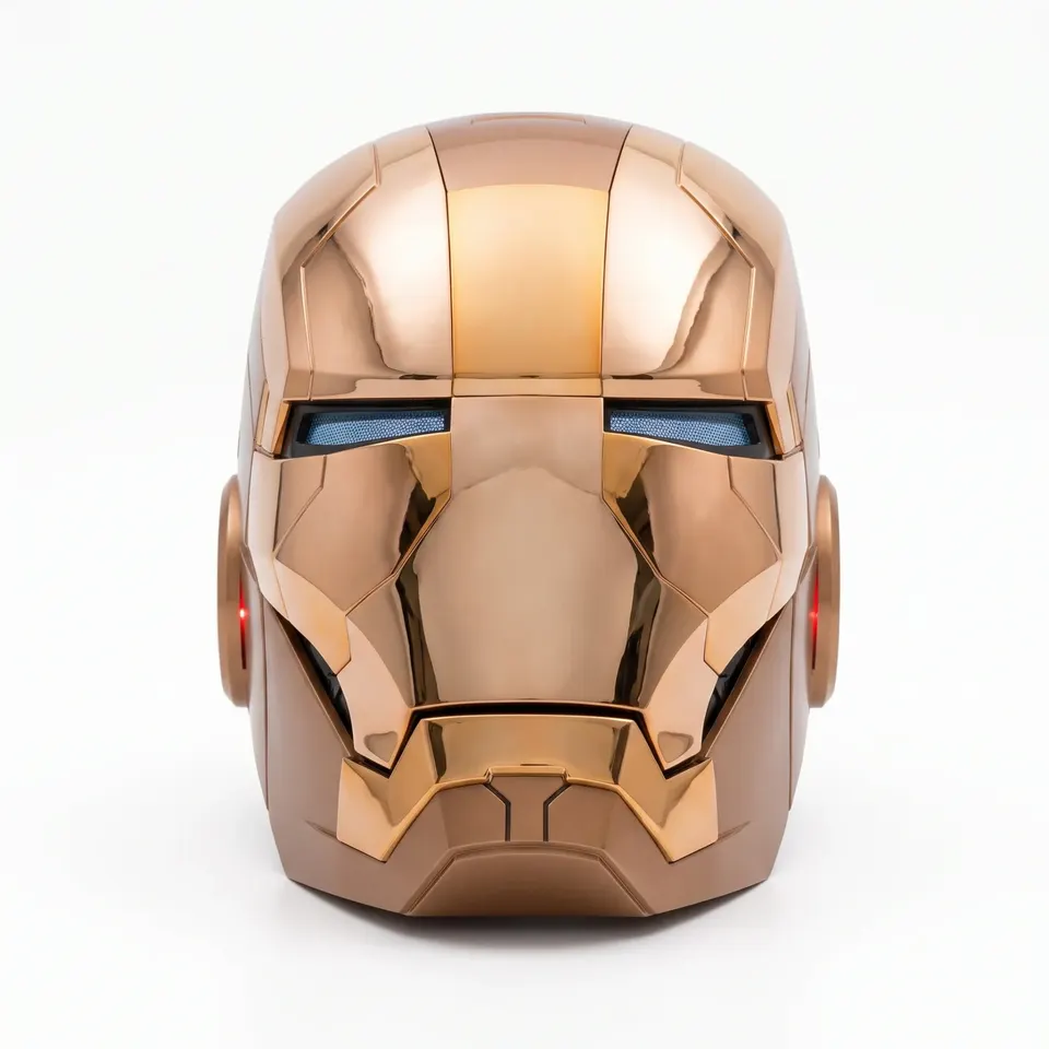 Capacete MK5 eletrônico no acabamento dourado