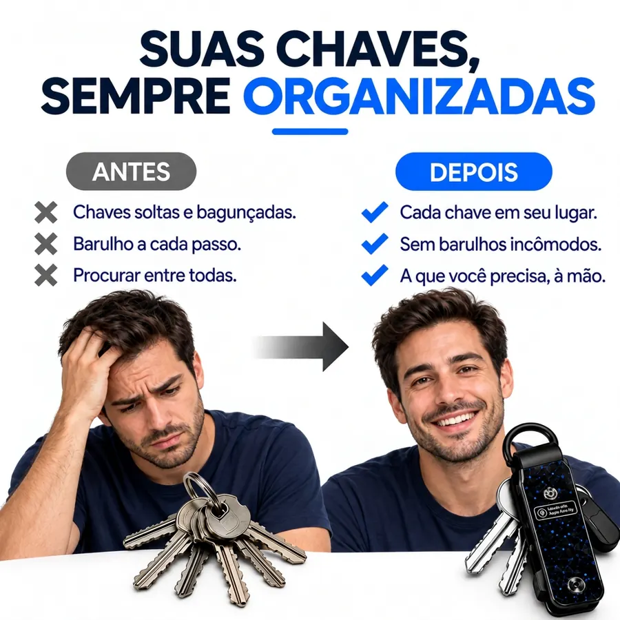 Antes e depois das chaves organizadas